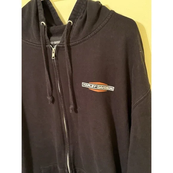 Harley Davidson Full Zip Up Hoodie Black Size 3XL - Picture 2 of 8